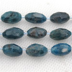 blue Apatite beads, faceted barrel, approx 8-16mm