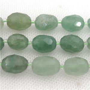 green Strawberry Quartz beads, faceted barrel, approx 9-16mm