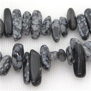 black Snowflake Jasper chip beads, approx 6-22mm