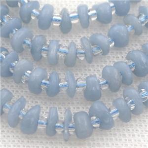 blue Angelite rondelle beads, approx 4-8mm