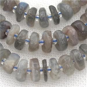 Labradorite rondelle beads, approx 4-8mm