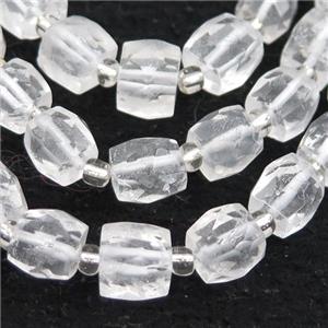 Clear Quartz Beads, faceted cube, approx 10mm