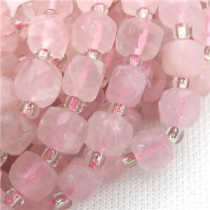 Rose Quartz Beads, faceted cube, approx 10mm