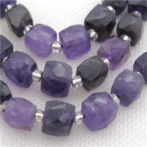 purple Amethyst Beads, faceted cube, approx 10mm