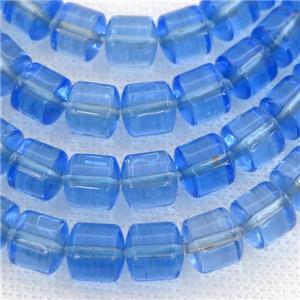 Crystal Quartz Beads, tube, blue dye, approx 8x8mm