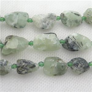 green Prehnite nugget Beads, freeform, matte, approx 10-18mm