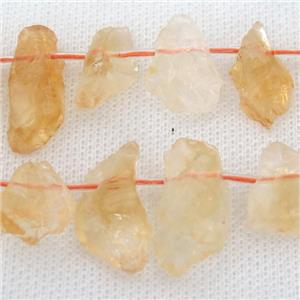 rough Citrine Beads, freeform, topdrilled, approx 10-20mm