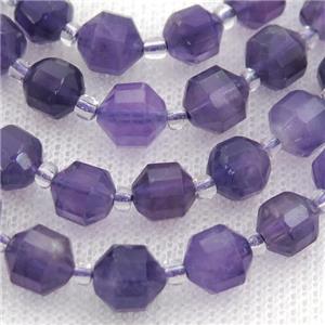 purple Amethyst bullet beads, approx 7-8mm