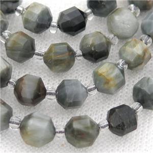 Hawkeye Stone bullet beads, approx 7-8mm