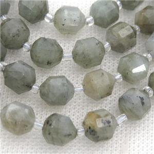 gray Labradorite bullet beads, approx 9-10mm