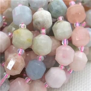 Morganite bullet beads, mix color, approx 9-10mm