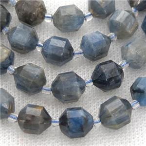 blue Kyanite bullet beads, approx 9-10mm