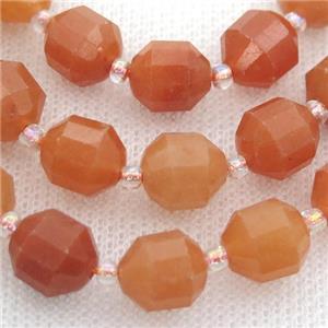 red Aventurine bullet beads, approx 9-10mm