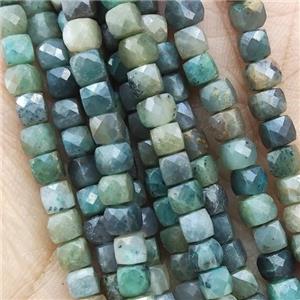 Chinese Chrysocolla Beads, faceted cube, approx 4mm