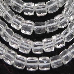 Clear Quartz Beads, faceted cube, approx 5mm