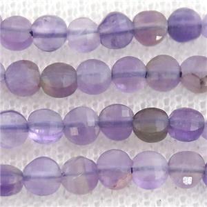 lt.purple Amehtyst Beads, faceted coin, approx 4mm dia
