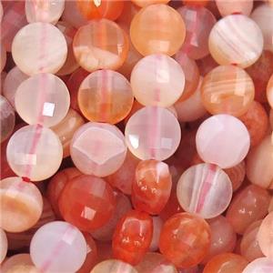 red Botswana Agate Beads, faceted coin, approx 4mm dia