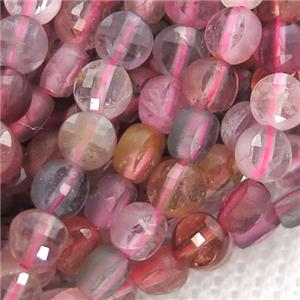 pink Spinel Beads, faceted circle, approx 4mm dia