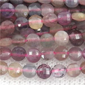 Ruby Beads, faceted circle, approx 4mm dia