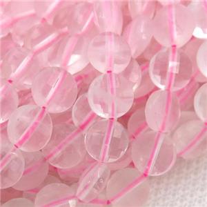Rose Quartz Beads, faceted coin, approx 6mm dia