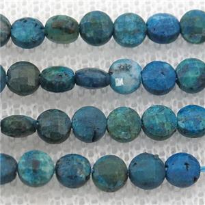 Chrysocolla Beads, faceted circle, approx 4mm dia