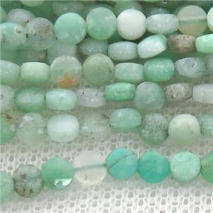australian Chrysoprase Beads, green, faceted coin, approx 4mm dia