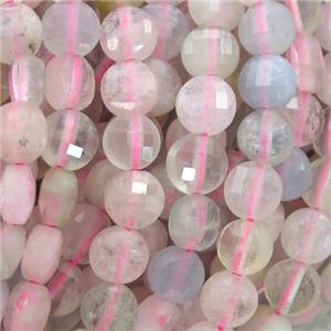 Morganite Beads, faceted coin, approx 4mm dia