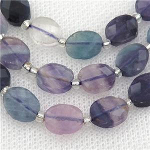 multicolor Fluorite Beads, faceted oval, approx 6x8mm