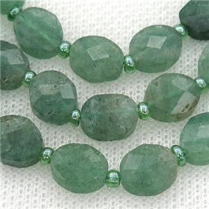 green Strawberry Quartz Beads, faceted oval, approx 8x10mm