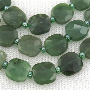 green Canadian Chrysoprase Beads, faceted square, approx 8mm