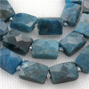 blue Apatite Beads, faceted rectangle, approx 10-14mm
