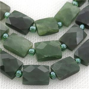green Canadian Chrysoprase Beads, faceted rectangle, approx 10-14mm