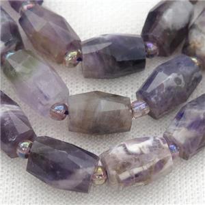 dogtooth Amethyst Beads, faceted barrel, approx 9-14mm