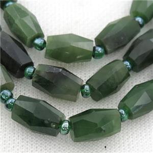 green Canadian Chrysoprase Beads, faceted barrel, approx 9-14mm