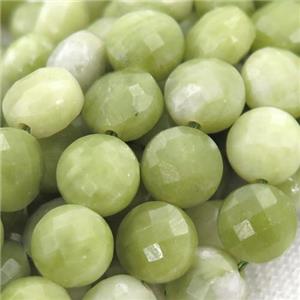 olive Chrysoprase Beads, faceted coin, approx 8mm dia