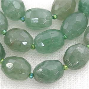 green Strawberry Quartz beads, faceted freeform, approx 13-18mm