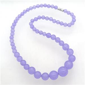 lavender Malaysia Jade Necklaces with screw clasp, approx 6-14mm, 45cm length