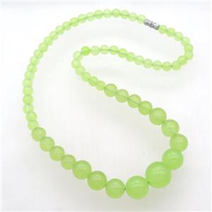 olive Malaysia Jade Necklaces with screw clasp, approx 6-14mm, 45cm length