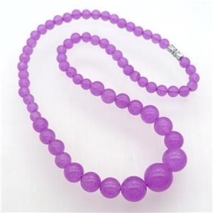hotpink Malaysia Jade Necklaces with screw clasp, approx 6-14mm, 45cm length