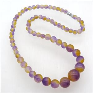 dichromatic Malaysia Jade Necklaces with screw clasp, approx 6-14mm, 45cm length