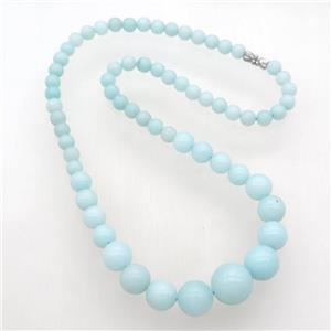 blue Malaysia Jade Necklaces with screw clasp, approx 6-14mm, 45cm length