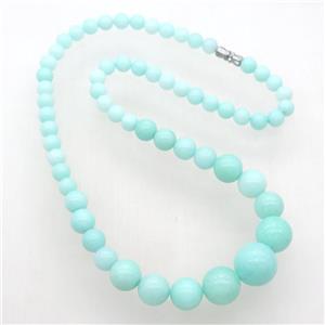 green Malaysia Jade Necklaces with screw clasp, approx 6-14mm, 45cm length