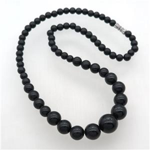 black Malaysia Jade Necklaces with screw clasp, approx 6-14mm, 45cm length