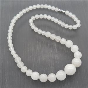 white Malaysia Jade Necklaces with screw clasp, approx 6-14mm, 45cm length