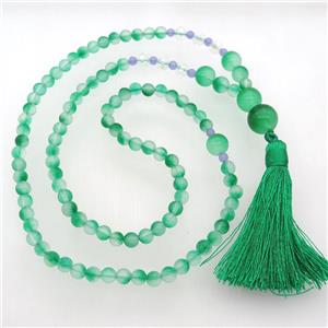 green Malaysia Jade Necklaces with tassel, approx 6-14mm, 63cm length