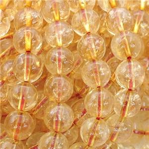 natural Citrine Beads, round, yellow, approx 8mm dia