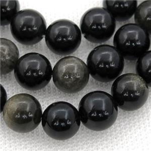 black Obsidian Beads, round, approx 10mm dia