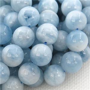 blue Aquamarine Beads, round, approx 10mm dia