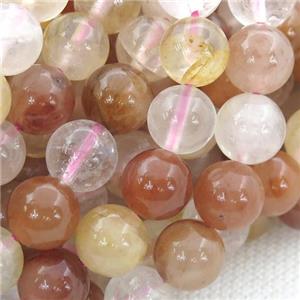 Hematoid Quartz beads, round, multicolor, approx 8mm dia