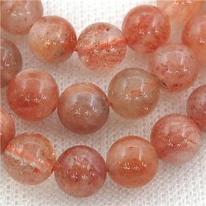 orange SunStone Beads, round, A-grade, approx 5mm dia